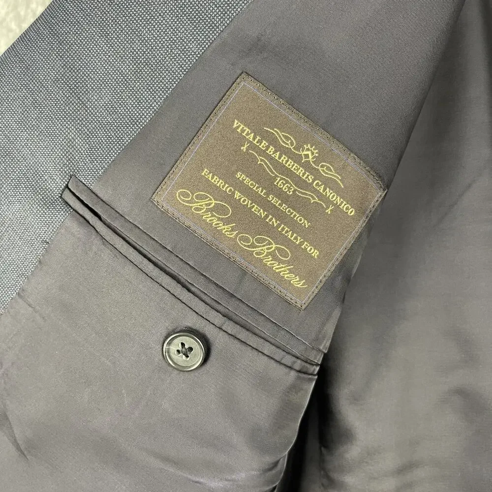 Brooks Brothers 1818 Madison Blazer Jacket Men 46R Blue Wool Vitale Barberis USA